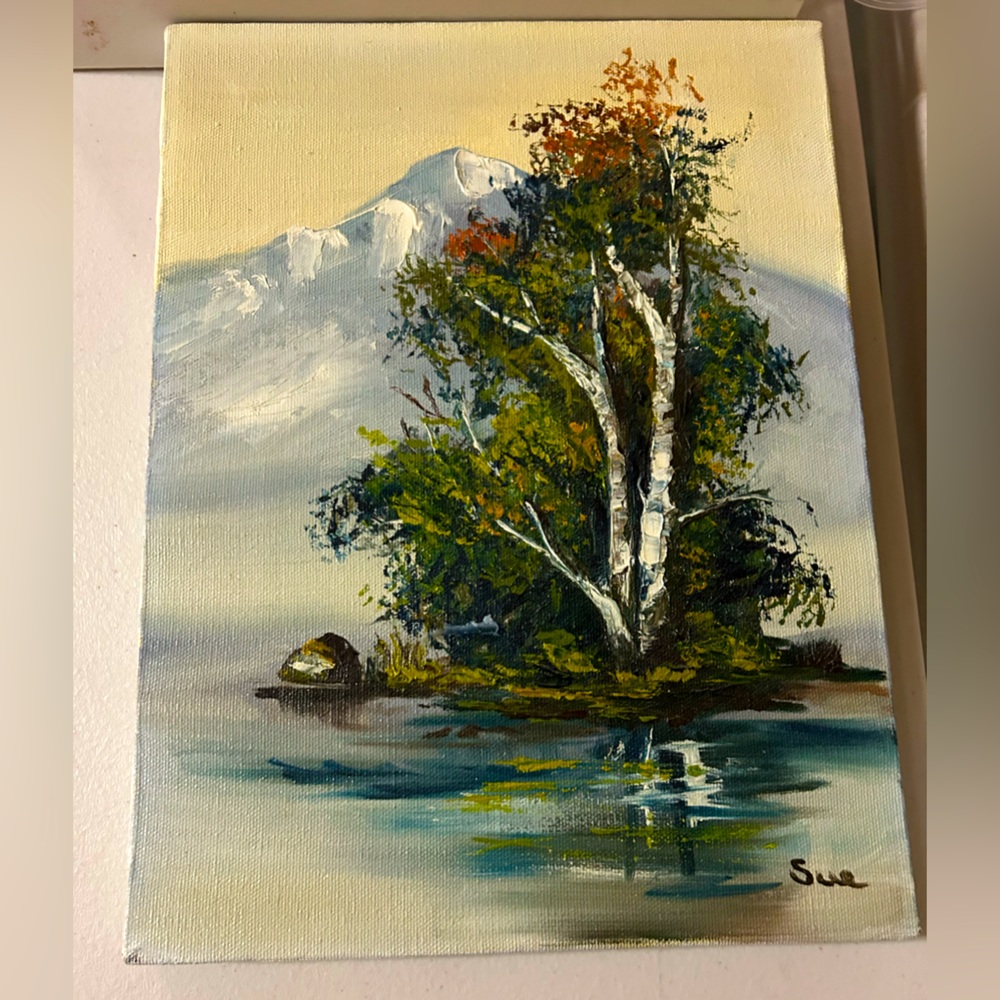 Landscape painting, canvas, vintage.